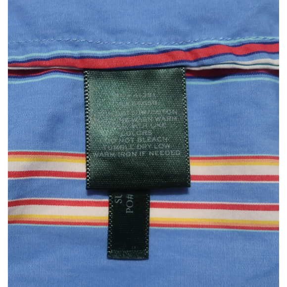 Lauren Ralph Lauren Blue Striped Button-Down Collared Long Sleeve Sz 14 Preppy - Picture 3 of 10